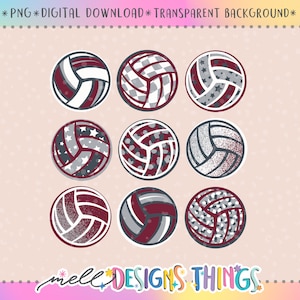 Maroon Volleyball Design | PNG File, Sublimation Design, Digital Download, T-shirt Design