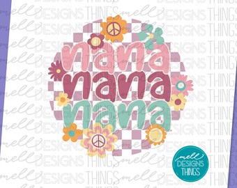 Nana Retro Floral Graphic | PNG File, Sublimation Design, Digital Download, T-shirt Design