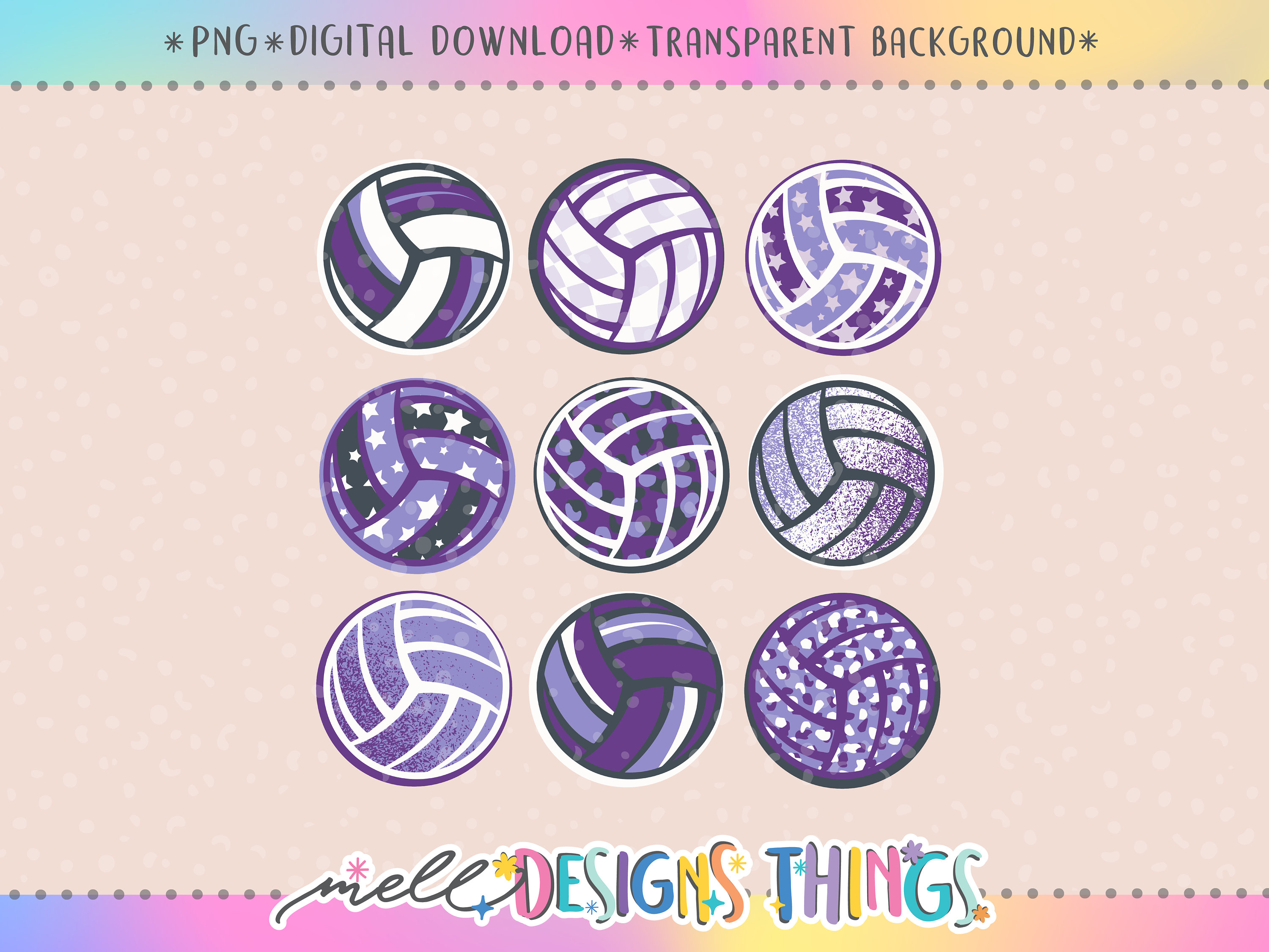 Purple Volleyball Design | PNG File, Sublimation Design