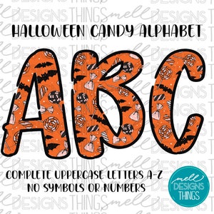 Halloween Candy Alphabet Set | PNG Files, Alphabet bundle, Sublimation Design, Upper Case Alphabet