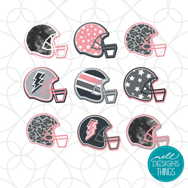 Pink & Black Football Helmets Design | PNG File, Sublimation Design, Digital Download, T-shirt Design