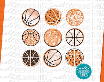 Orange & Black Basketball Clipart | Sublimation Design (PNG, Digital Download)
