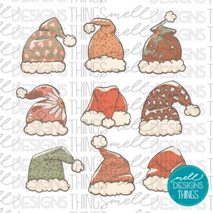 Boho Santa Claus Hats Design | PNG File, Sublimation Design, Digital Download, T-shirt Design