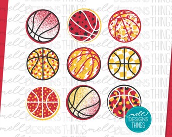 Rot und Gold Basketball Designs | Sublimation PNG (Digitaler Download)