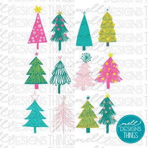 Bright Boho Christmas Trees | PNG File, Sublimation Design, Digital Download, T-shirt Design