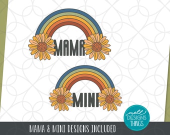 Mama and Mini Rainbow Designs | PNG File, Sublimation Design, Digital Download, T-shirt Design