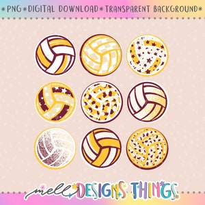 Maroon and Yellow Volleyball Design | PNG File, Sublimation Design, Digital Download, T-shirt Design