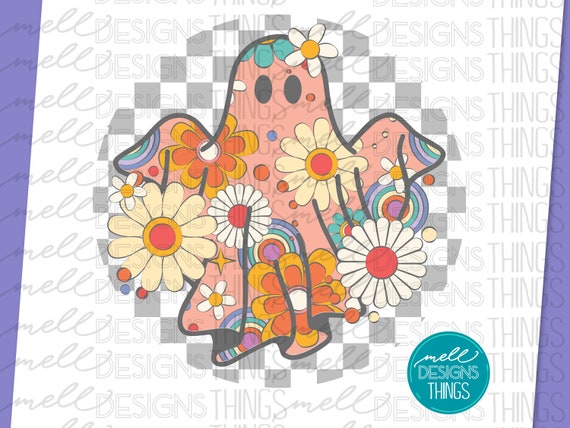 Floral Ghost PNG | Retro Halloween T-Shirt Design (Digital Download)
