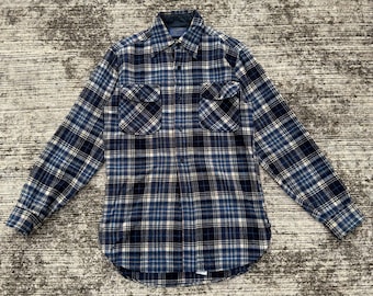 Vintage Pendleton Wolle Kariertes Hemd Navy Blau Creme USA Made
