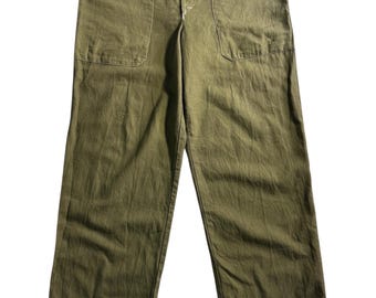 Vintage 1996 Czech HBT Workwear Pants Olive Military Utility Praha