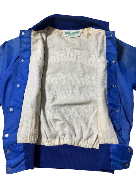 Vintage 1970s-80s Holloway Blue Satin Varsity Jacket Embroidery - Etsy