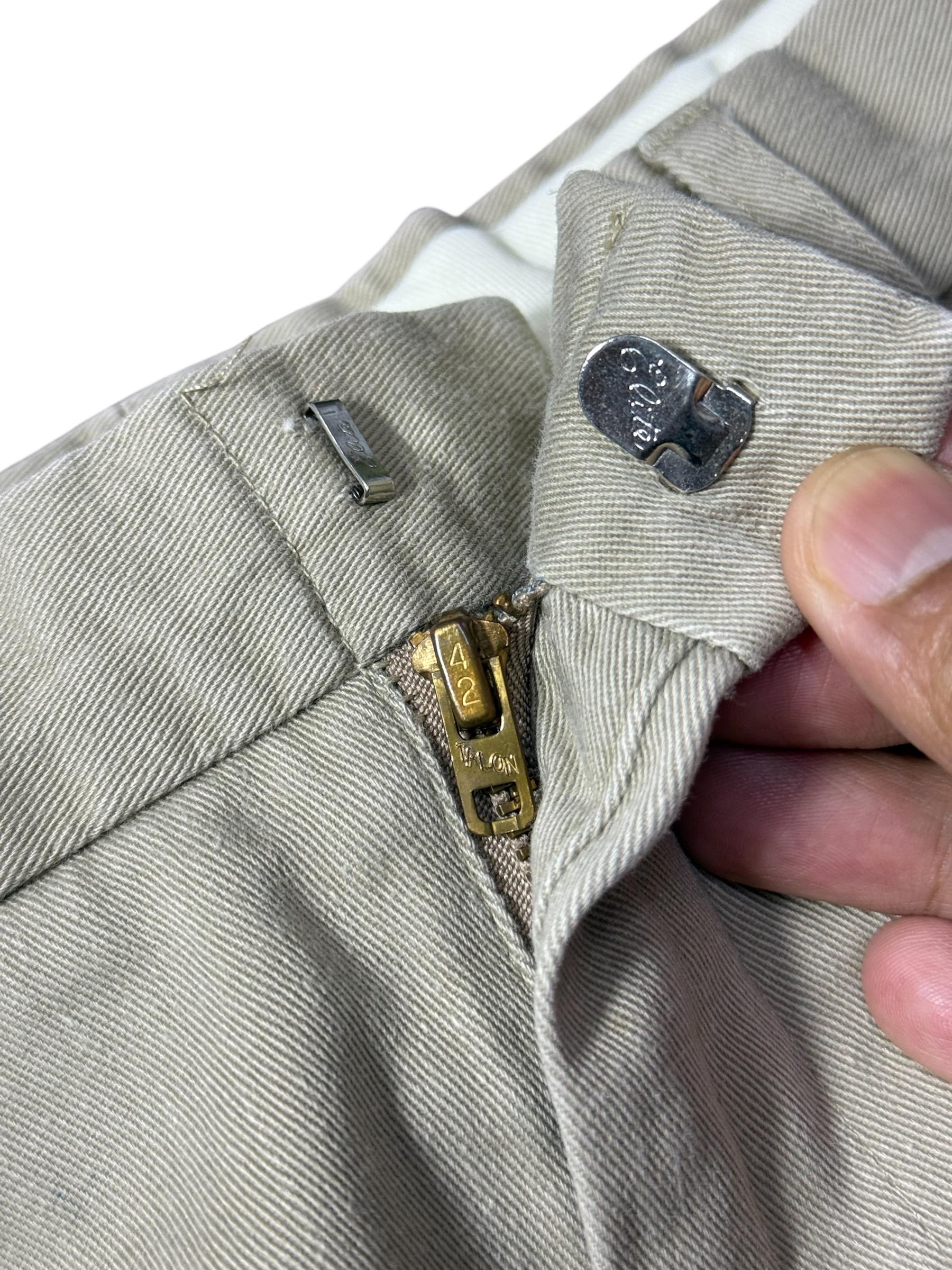 Vintage 1970s Unbranded Chino Pants Talon Zipper Classic Ivy