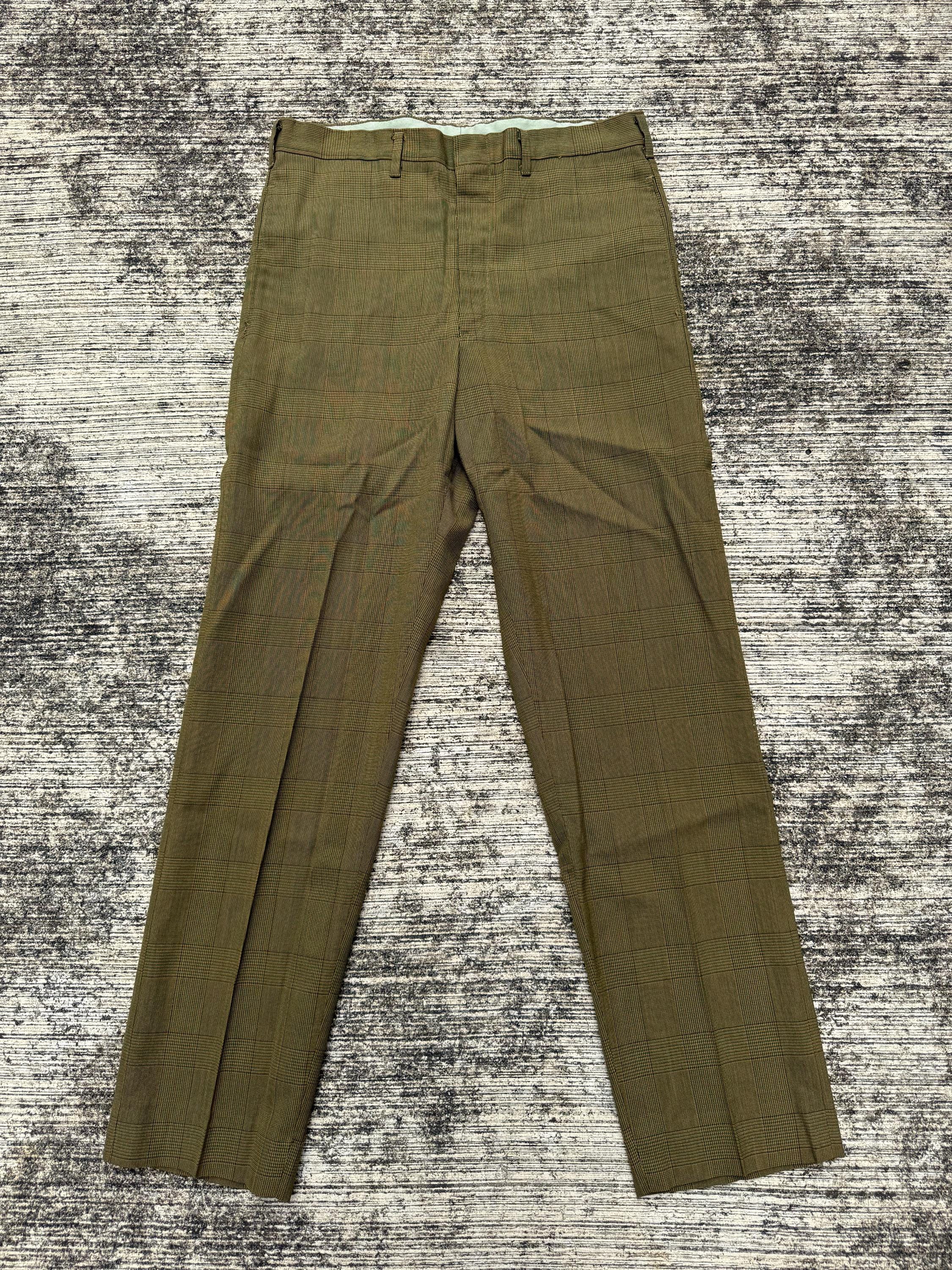 パンツ 60s Vintage stripe wool slacks TALON Vintage 1960s Post-grad Glen Check Pants With Talon Zipper – Olive