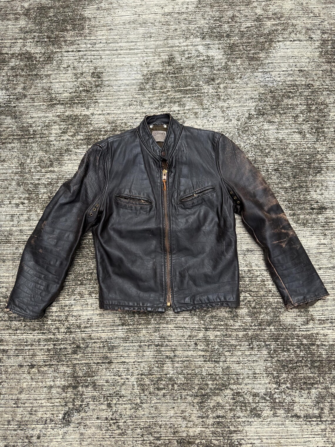 Vintage 1950s-60s Genuine Leather Cafe Racer Jacket, photo 1 sur 5