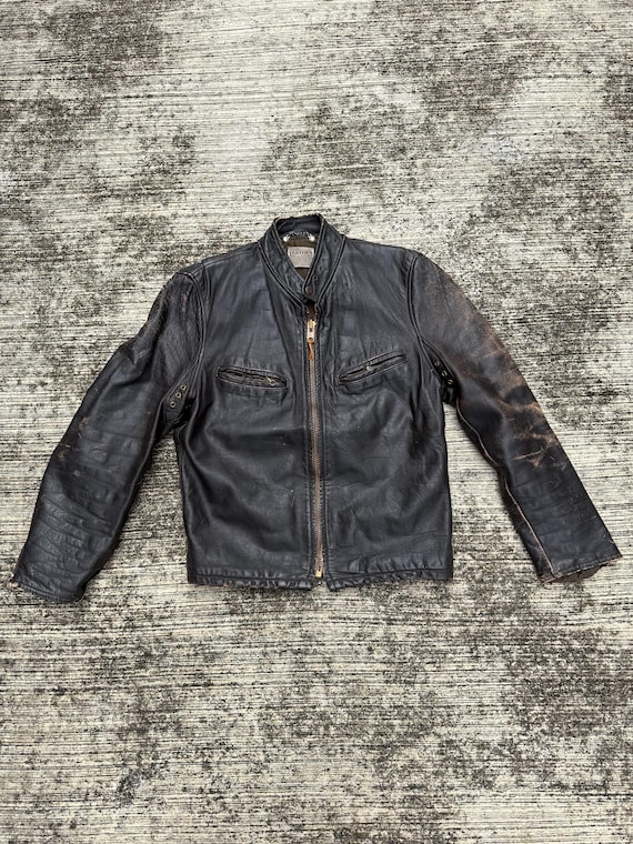 Vintage 1950s-60s Genuine Leather Cafe Racer Jacket - Etsy