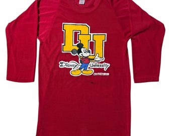 Vintage kampioen jaren 80 Disney University Mickey Mouse T-shirt met lange mouwen