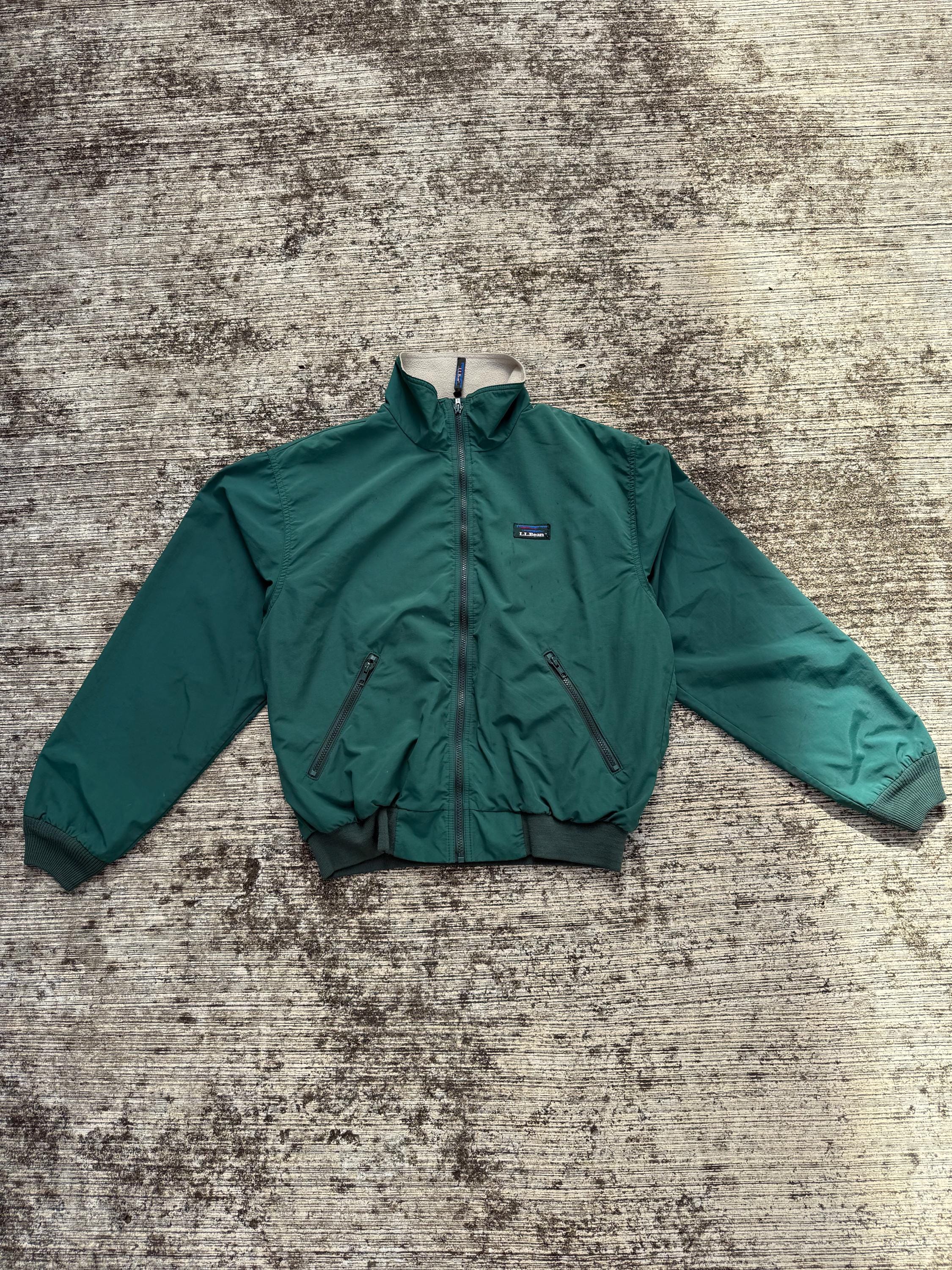 Vintage LL Bean Three-season Jacket Green Fleece Lined Zip up Made 