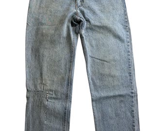 Vintage Levis 541 Made in UK Irregular Distressed Denim Jeans Light Wash