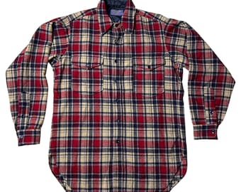 Vintage 1980s Pendleton Plaid Wool Flannel Shirt USA Made
