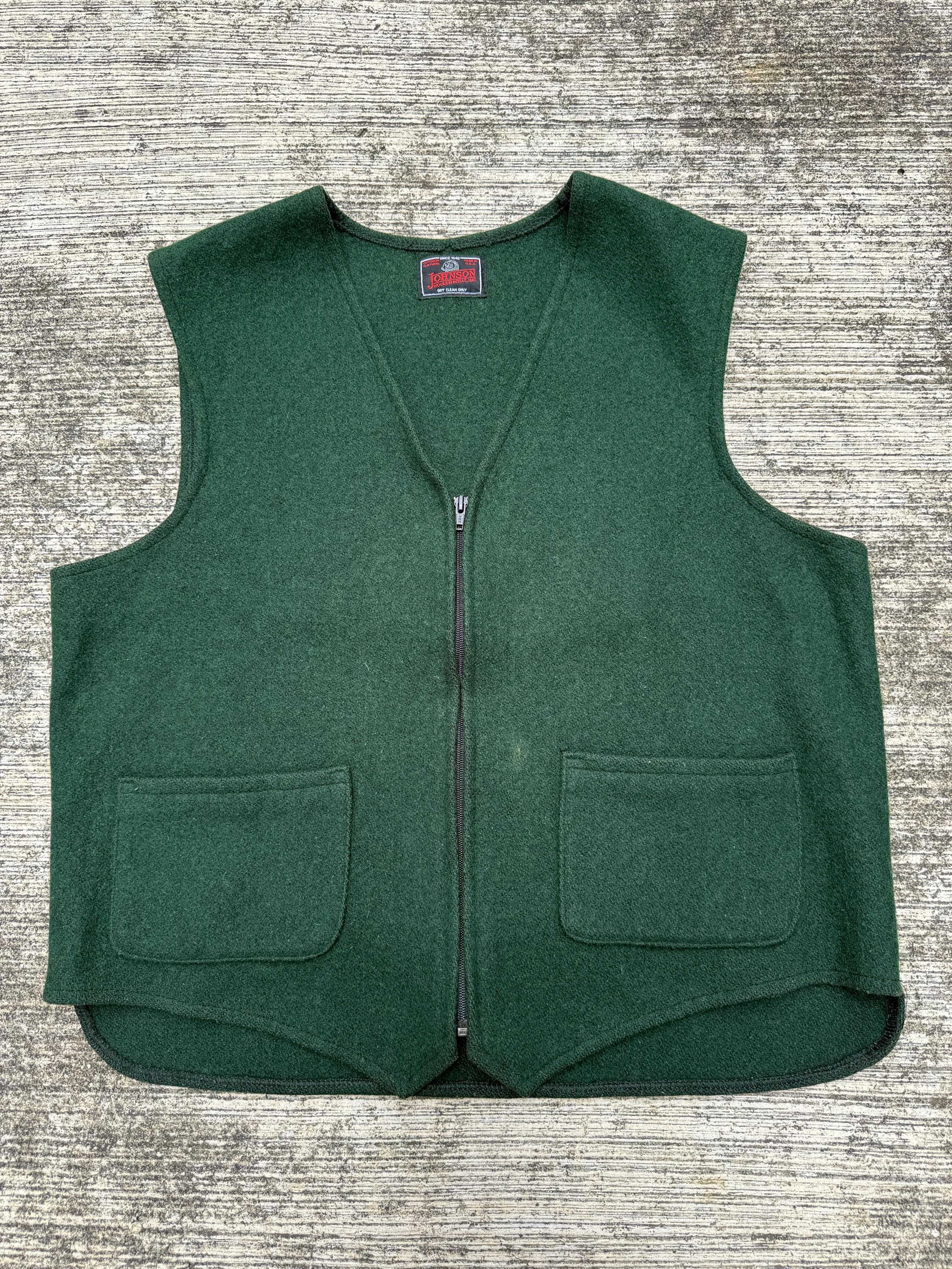 Vintage Johnson Woolen Mills Wool Zip Vest Green Made in USA - Etsy