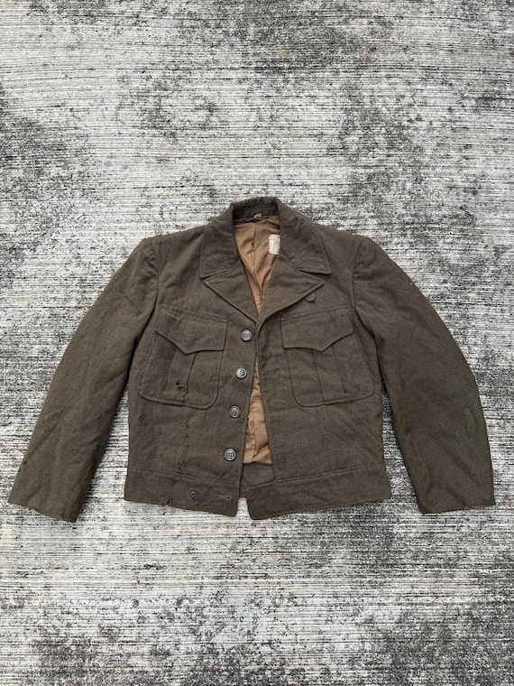 Vintage WWII 1940s U.S. Army Ike Jacket M1944 Wool Field Jacket Military Olive Drab