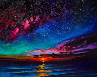 Zwischen Himmel und Meer – Acrylmalerei auf Holz