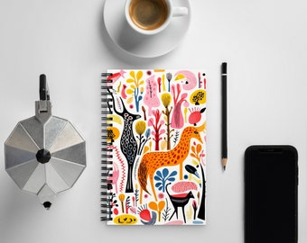 Spiral Notebook Journal Surreal Animals AI Art - Small Notebook Aesthetic Travel Journal Cute Stationary for Office 5.5x8.5 in. DaaleelaB