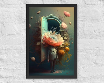 Wall Art Framed Surreal Flower AI Art Wall Decor - Posters for Room Aesthetic Bedroom Apartment Living Room Decor 12x18 inches DaaleelaB