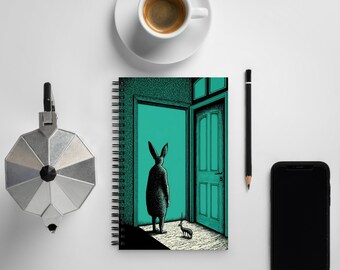 Spiral Notebook Journal Mystery Rabbit AI Art - Small Notebook Aesthetic Travel Journal Cute Stationary for Office 5.5x8.5 in. DaaleelaB