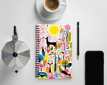 Spiral Notebook Journal Colorful Animal AI Art - Small Notebook Aesthetic Travel Journal Cute Stationary for Office 5.5x8.5 in. DaaleelaB