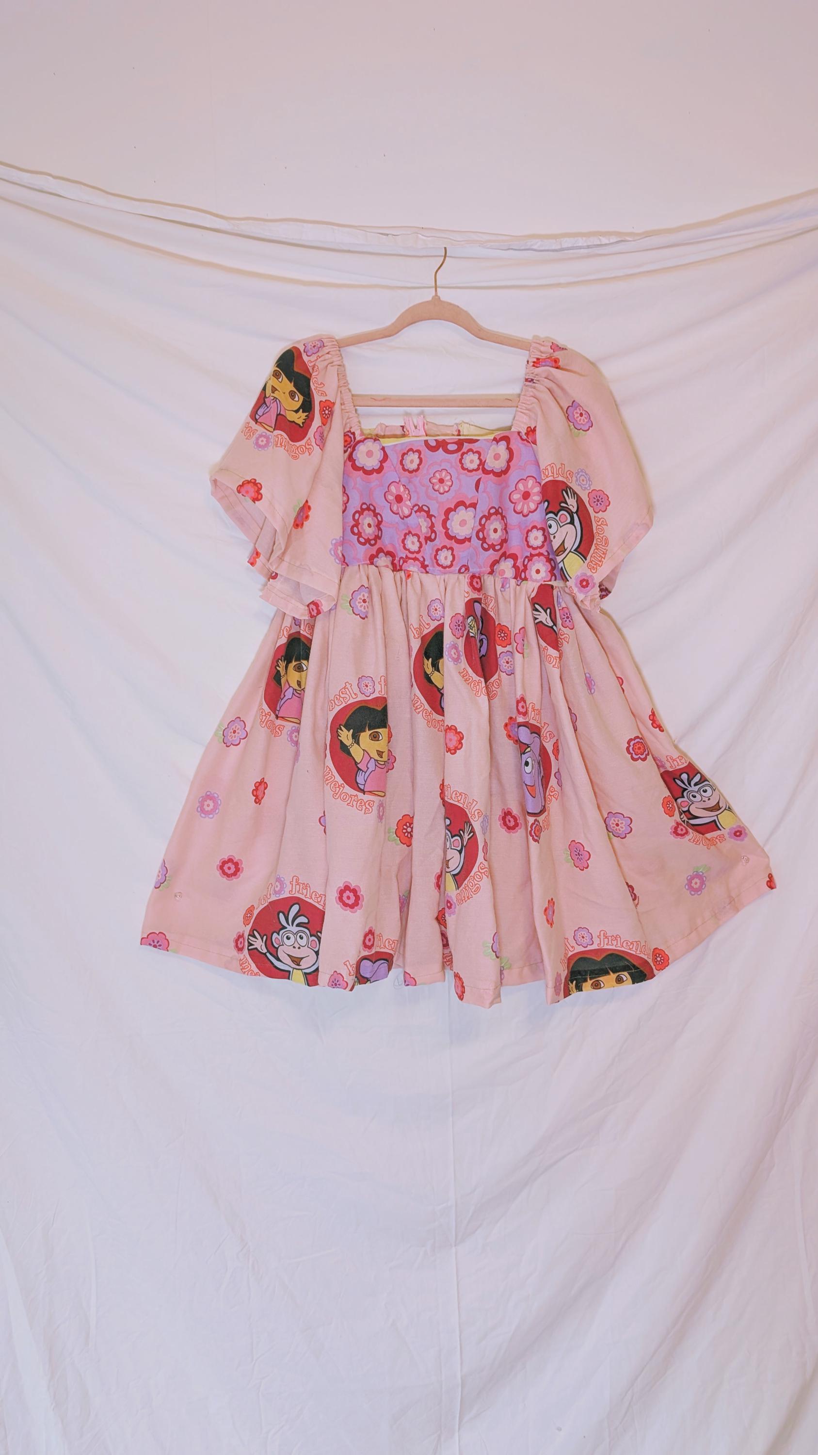 strapless open back dress Dora Dress (Pink Party Poppers) – Petitroyalkids