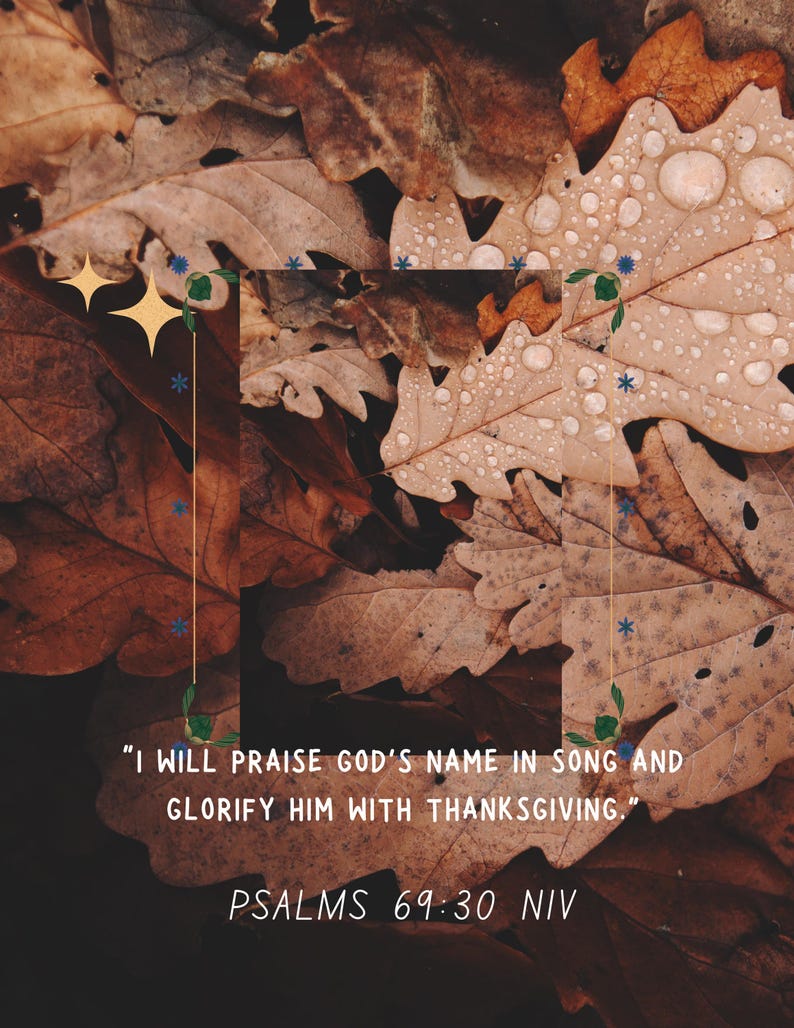 Fall Scripture Wall Art | Psalm 69:30 Bible Verse Printable | Christian ...