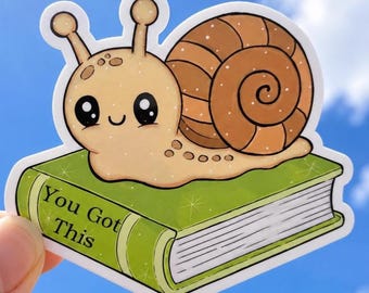 Autocollant escargot kawaii pour livre | Cadeau motivant pour étudiant | Autocollant de rentrée scolaire