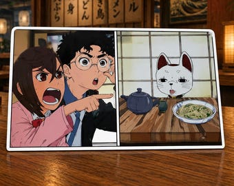 Awkward Dinner Anime Meme Sticker | Funny Cat Reaction Vinyl Decal