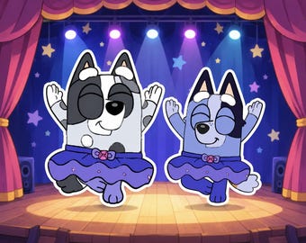 Bluey - Muffin and/or Socks Ballerina Sticker - Multiple Sizes - Waterproof Glossy Vinyl
