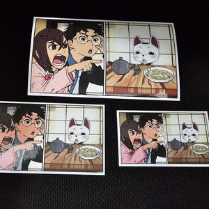 Dandadan Cat Meme Sticker: Turbo Granny, Momo, Okarun - Waterproof and UV Resistant image 2
