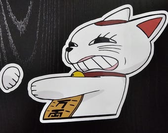 Autocollant Chat Porte-Bonheur Rigolo | Autocollant Vinyle Chat Japonais Kawaii