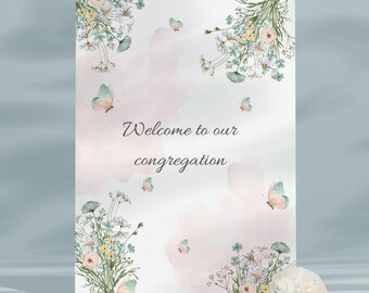 Carte de bienvenue dans notre congrégation, accueil à l'église, format PDF/PNG 5x7 à imprimer, téléchargement instantané