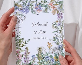 Lot de cartes de vœux élégantes à motifs floraux imprimables | Format Lettre 5x7 - Format A4 pliable - Jéhovah est proche