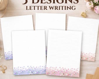 3 Briefpapier-Sets mit Blumenmuster | A4 & US-Briefpapier