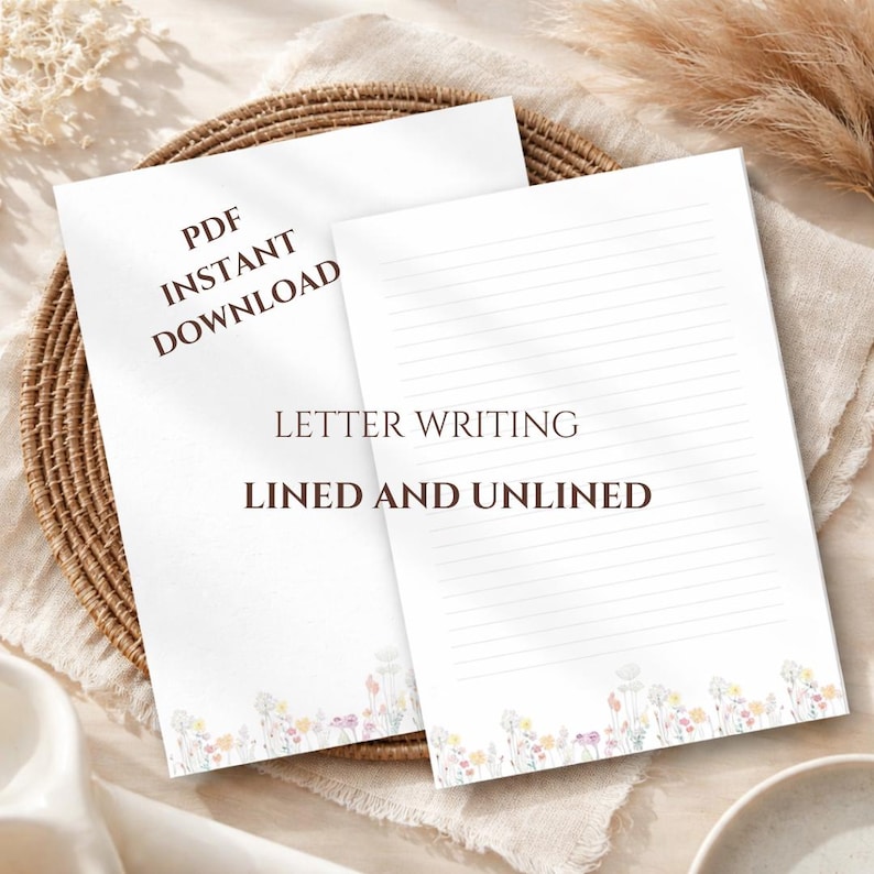 JW Letter Writing Bundle Floral Paper Printable Letter Sheets(lined and unladed  | A4 & US letter| PDF