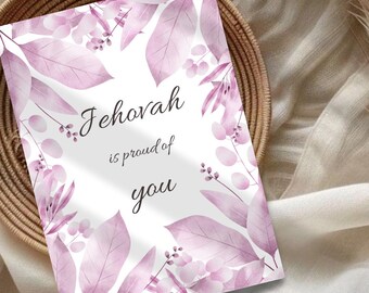 Carte de voeux de Jéhovah rose aquarelle floral papier -5 x 7- pdf-png