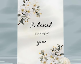 Lot de cartes d'encouragement à motif floral élégant, imprimables | Format Lettre 5x7 - Format A4 pliable - Jéhovah est fier de toi