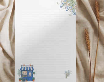 Ensemble de papeterie imprimable à motifs floraux aquarelle, papier à lettres aquarelle