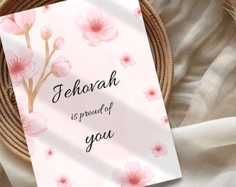 Encouragement des témoins de Jéhovah-carte de voeux-design floral aquarelle rose-5 x 7-pdf-png