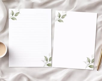 Set Papiere Floral grün Schreibbrief Botanisches Briefpapier-PDF-LETTER US-A4