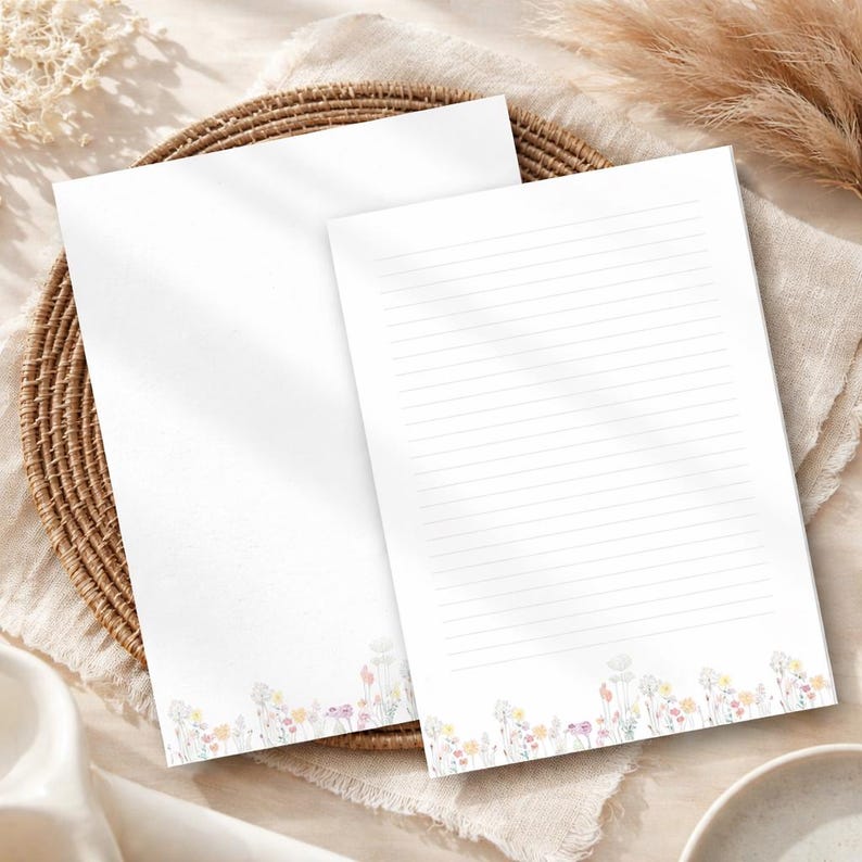 JW Letter Writing Bundle Floral Paper Printable Letter Sheets(lined and unladed  | A4 & US letter| PDF