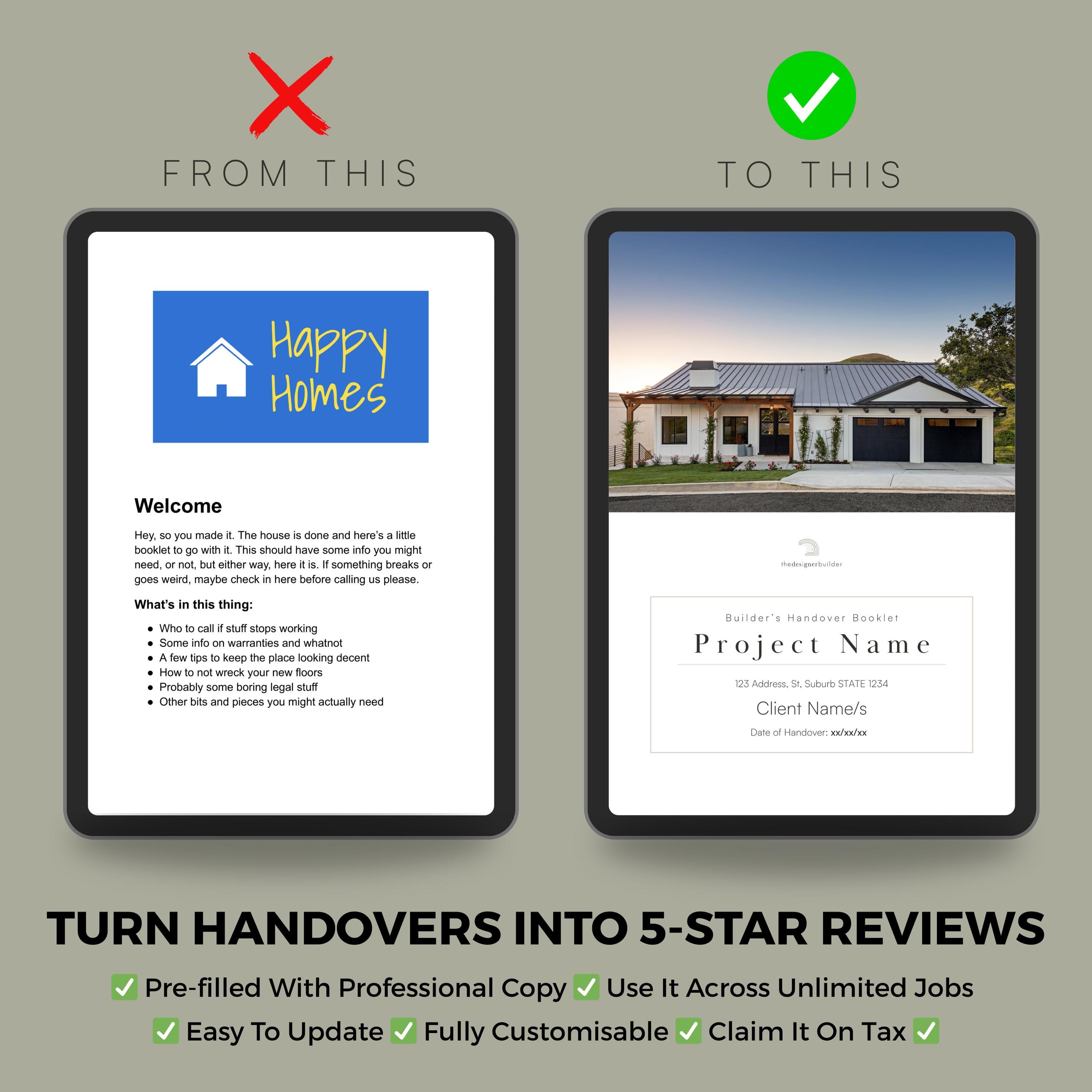 Hand Over Booklet.pdf Construction Handover Booklet - Etsy