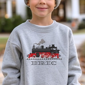 Personalized Train Kids Sweatshirt, Kids Custom Birthday Train Shirt, Toddler Train Tee, Gift For Boys And Girls