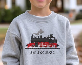 Sudadera de tren personalizada para niños, camiseta de tren de cumpleaños personalizada para niños, camiseta de tren para niños pequeños, regalo para niños y niñas